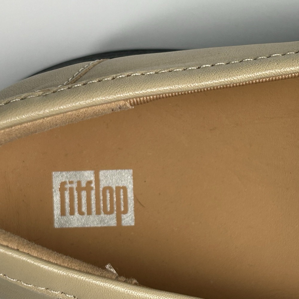 Fitflop Beige and Black Leather Loafers - Picture 5 of 7